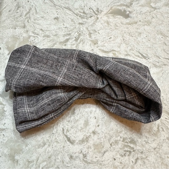 Hair Wrap Tie Bow Wire Headband Grey Plaid - Picture 3 of 4